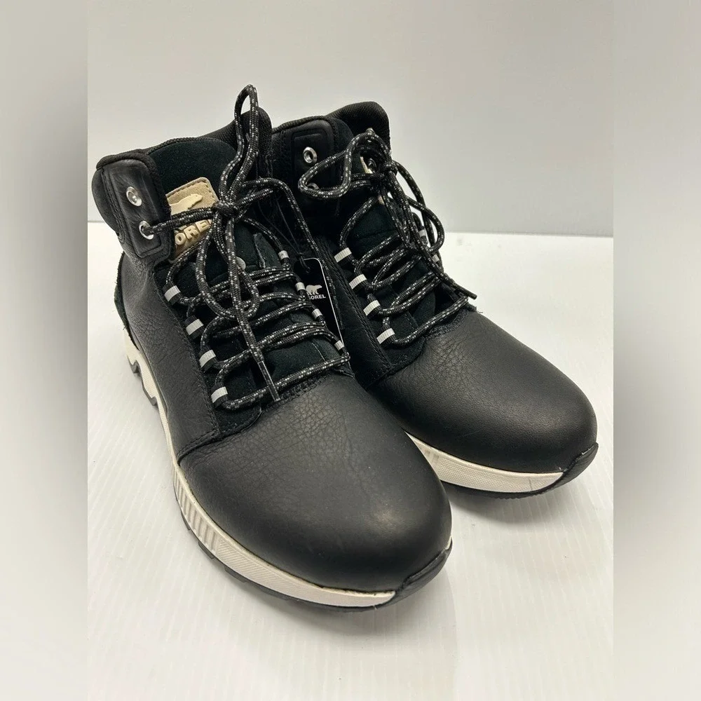 SOREL MAC HILL MID LEATHER WATERPROOF BLACK MEN'S SNEAKER SIZE 9 NWOT